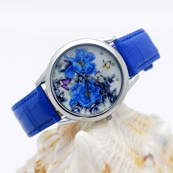 Κομψό γυναικείο ρολόι Shsby Γυναικείο ρολόι πολυτελείας ρολόι με δερμάτινο λουράκι για γυναίκες Γλυκό λουλούδι χαλαζία ρολόι χειρός για κορίτσια Δώρο 3