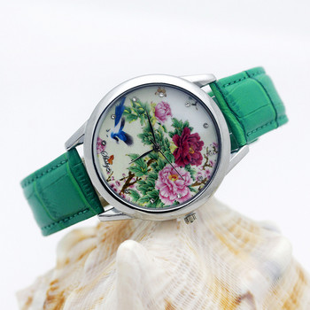 Κομψό γυναικείο ρολόι Shsby Γυναικείο ρολόι πολυτελείας ρολόι με δερμάτινο λουράκι για γυναίκες Γλυκό λουλούδι χαλαζία ρολόι χειρός για κορίτσια Δώρο 3