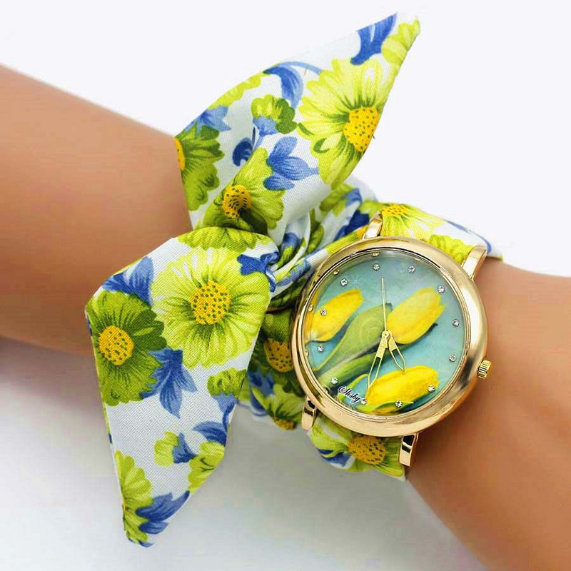 Shsby új divat virág női ruha órák női virágos szövet kvarc karóra Sweet Girls karkötő óra Relogio Feminino