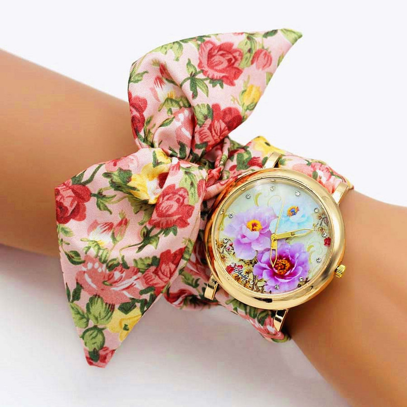 Shsby új divat virág női ruha órák női virágos szövet kvarc karóra Sweet Girls karkötő óra Relogio Feminino
