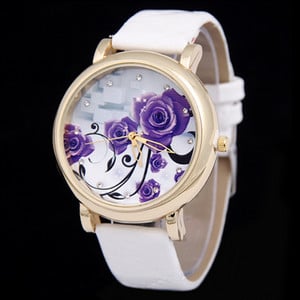 Shsby márka lila virágok Bőr szíjas karórák Divat Női strassz kvarc óra Női ruha Órák lány ajándék