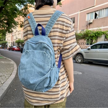 Винтидж дънкови дънкови раници Дамски раници в стил Preppy Чанти през рамо Ученически чанти за момичета Пътни ежедневни раници Ежедневни чанта за пътуване