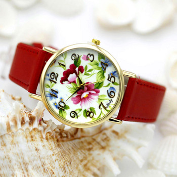 Shsby Μάρκα λουλούδια Δερμάτινο ρολόγια με λουράκι Γυναικείο ρολόι μόδας κορίτσι Casual ρολόι χαλαζία Γυναικείο ρολόι χειρός relogio feminino