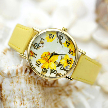 Shsby Μάρκα λουλούδια Δερμάτινο ρολόγια με λουράκι Γυναικείο ρολόι μόδας κορίτσι Casual ρολόι χαλαζία Γυναικείο ρολόι χειρός relogio feminino