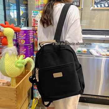 Дамска раница Пътна чанта с голям капацитет Едноцветна найлонова многофункционална раница в колежански стил Ученическа чанта Раници тийнейджърски