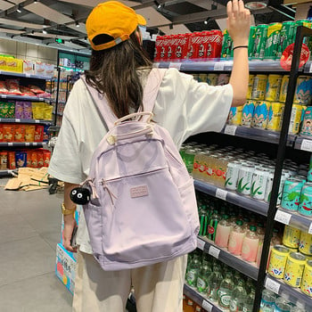 Γυναικείο σακίδιο πλάτης Μεγάλης χωρητικότητας Τσάντα ταξιδιού μονόχρωμο νάιλον πολυλειτουργικό κολεγιακό στυλ Σχολική τσάντα πλάτης Εφηβική