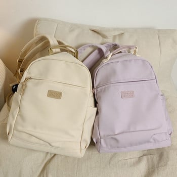 Дамска раница Пътна чанта с голям капацитет Едноцветна найлонова многофункционална раница в колежански стил Ученическа чанта Раници тийнейджърски