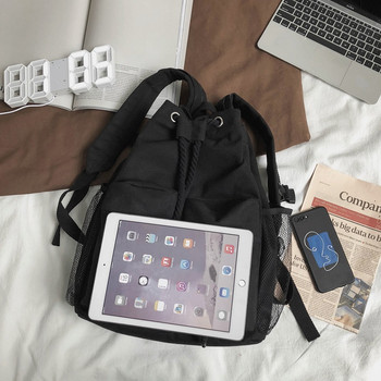 Ежедневна платнена дамска раница Ученическа чанта с шнурове Дамски раници с голям капацитет Чанта за лаптоп Унисекс дневна раница за пътуване