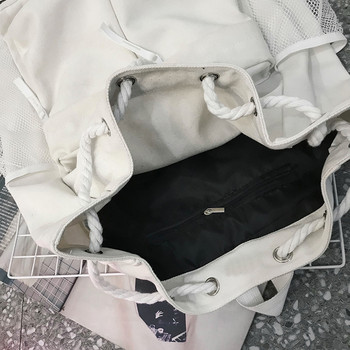 Ежедневна платнена дамска раница Ученическа чанта с шнурове Дамски раници с голям капацитет Чанта за лаптоп Унисекс дневна раница за пътуване