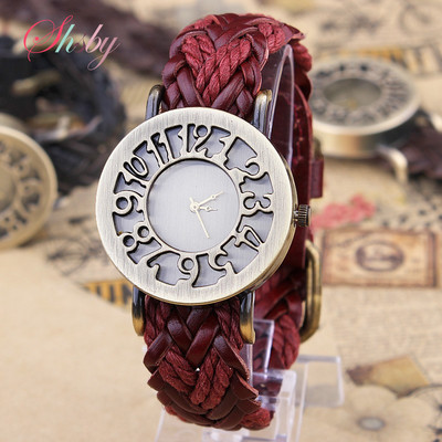 Shsby New Roma Style Vintage Digital Hollow Out oriģinālās govs rokām austās ādas siksniņas pulksteņi Sieviešu kleitu pulksteņi