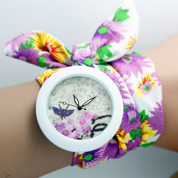 shsby нов флорален шифонен часовник за сладки момичета Сладък шифонен плат дамски рокли часовници модни дамски ръчен часовник от плат с цветя