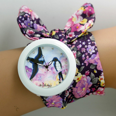 shsby νέο λουλουδάτο σιφόν γλυκό κοριτσίστικο ρολόι Γλυκό ύφασμα σιφόν γυναικείο φόρεμα ρολόγια μόδα Γυναικείο ρολόι καρπού λουλούδι