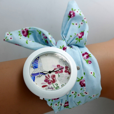 shsby νέο λουλουδάτο σιφόν γλυκό κοριτσίστικο ρολόι Γλυκό ύφασμα σιφόν γυναικείο φόρεμα ρολόγια μόδα Γυναικείο ρολόι καρπού λουλούδι