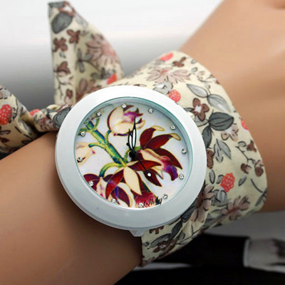 shsby νέο λουλουδάτο σιφόν γλυκό κοριτσίστικο ρολόι Γλυκό ύφασμα σιφόν γυναικείο φόρεμα ρολόγια μόδα Γυναικείο ρολόι καρπού λουλούδι