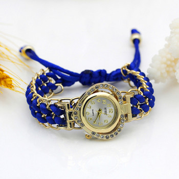Γυναικείο ρολόι με χρυσό φόρεμα Loving Heart Νέο γυναικείο πλεκτό ρολόι χειρός Χρώμα αστραφτερό ρολόι από ύφασμα στρας Γλυκό κοριτσίστικο ρολόι