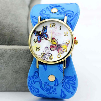 Shsby New Arrival Εκτυπωμένο Δερμάτινο Βραχιόλι Ρολόι χειρός Φαρδιά Φόρεμα Ρολόι Πολύμορφα Λουλούδια Γυναικείο Casual Ρολόι για κορίτσι Δώρο