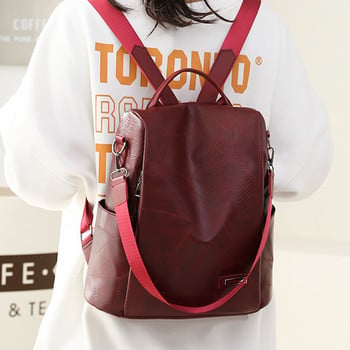 2022 Нова висококачествена кожена дамска раница Луксозна дизайнерска дамска чанта за през рамо Ученическа чанта за момичета Едноцветна раница против кражба