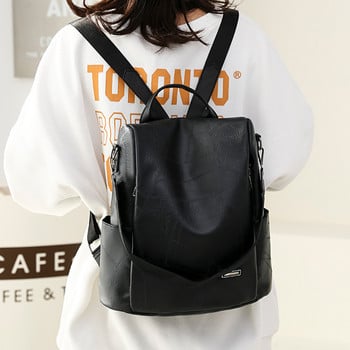 2022 Нова висококачествена кожена дамска раница Луксозна дизайнерска дамска чанта за през рамо Ученическа чанта за момичета Едноцветна раница против кражба