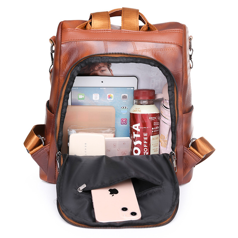 2022Új, kiváló minőségű bőr női hátizsák luxus tervező női válltáska lány iskolatáska egyszínű lopásgátló hátizsák