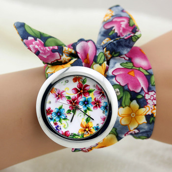 Shsby Нови етнически флорални шифонови сладки часовници за момичета Часовници от плат с цветя Дамски рокли Часовници Модни кварцови женски дамски подарък