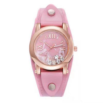 Sieviešu kleita Rokas pulkstenis Govs ādas siksniņu pulkstenis Sieviešu Roll Drill Kvarca Pulkstenis Sieviešu Rhinestone pulkstenis ikdienišķs pāra pulkstenis