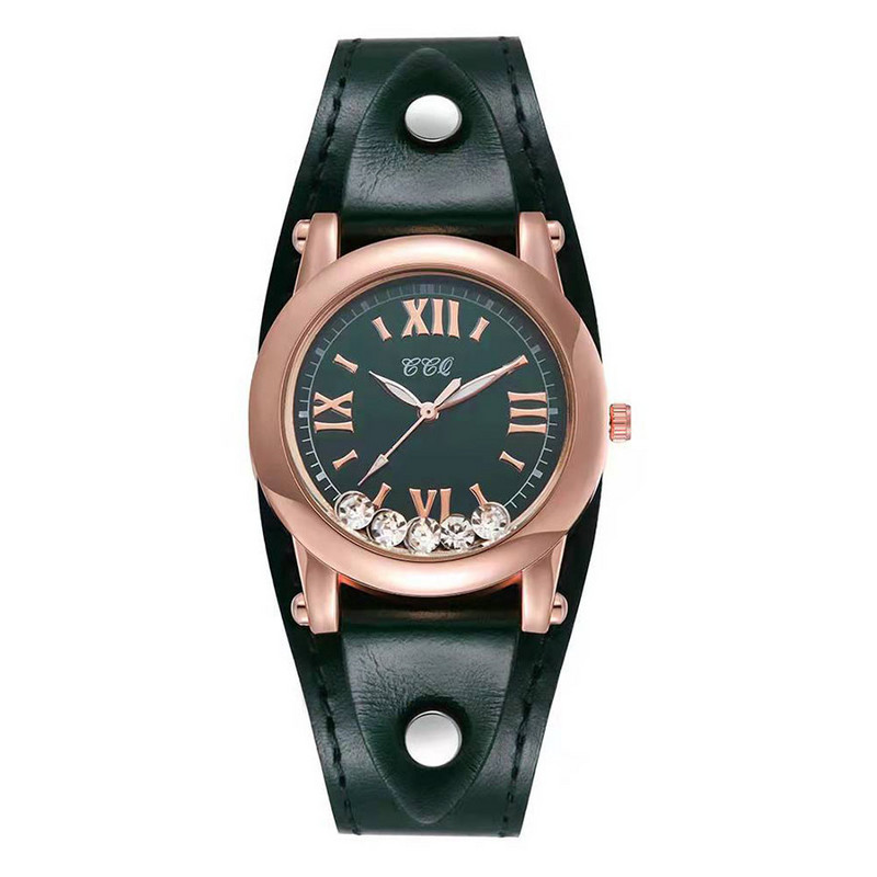 Sieviešu kleita Rokas pulkstenis Govs ādas siksniņu pulkstenis Sieviešu Roll Drill Kvarca Pulkstenis Sieviešu Rhinestone pulkstenis ikdienišķs pāra pulkstenis