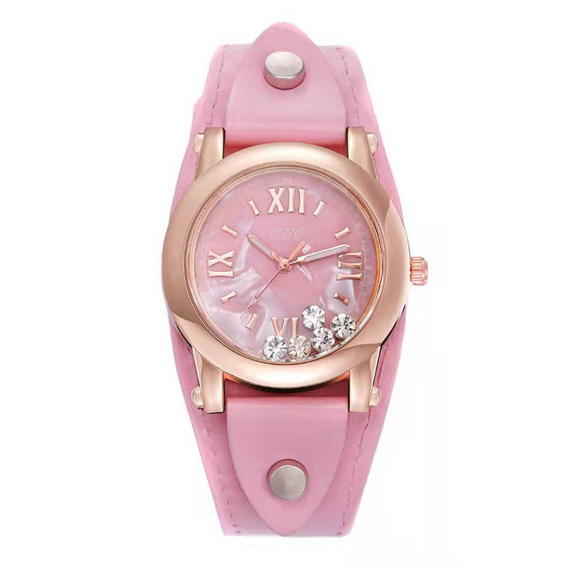 Sieviešu kleita Rokas pulkstenis Govs ādas siksniņu pulkstenis Sieviešu Roll Drill Kvarca Pulkstenis Sieviešu Rhinestone pulkstenis ikdienišķs pāra pulkstenis