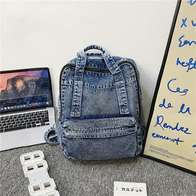 Rucsac de femei din denim de vis de Mara Rucsac de călătorie retro Geantă de mare capacitate Genți de școală pentru elevi și fete adolescente