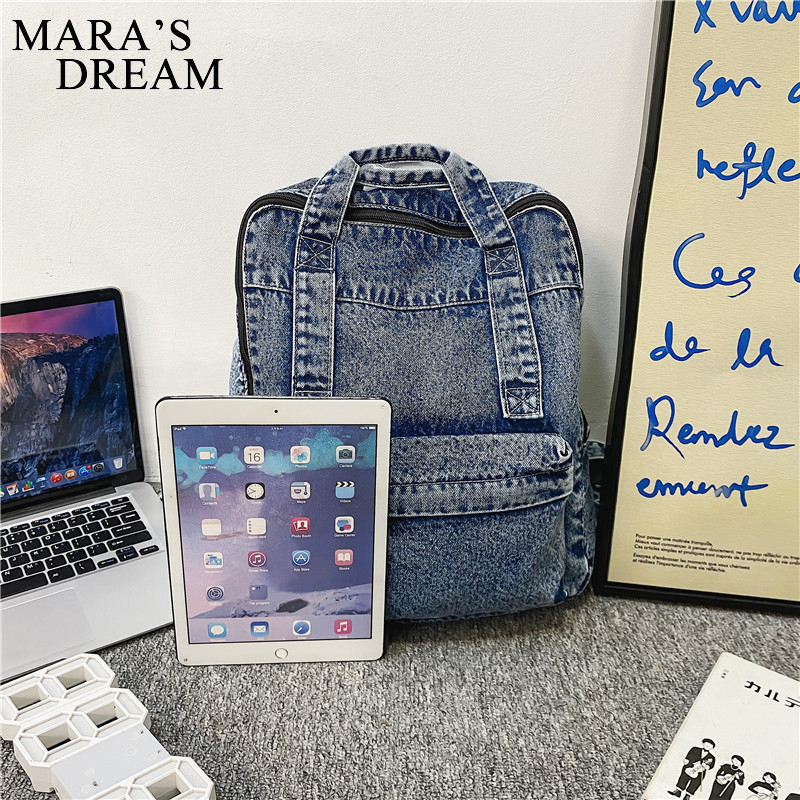 Rucsac de femei din denim de vis de Mara Rucsac de călătorie retro Geantă de mare capacitate Genți de școală pentru elevi și fete adolescente