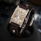 Rome Babysbreath ikdienas sieviešu kvadrātveida rokas pulkstenis Govs ādas siksniņa Sieviešu pulkstenis sieviešu kleita kvarca pulkstenis pāri rokassprādzes pulksteņi