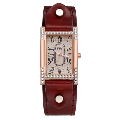 Rome Babysbreath ikdienas sieviešu kvadrātveida rokas pulkstenis Govs ādas siksniņa Sieviešu pulkstenis sieviešu kleita kvarca pulkstenis pāri rokassprādzes pulksteņi