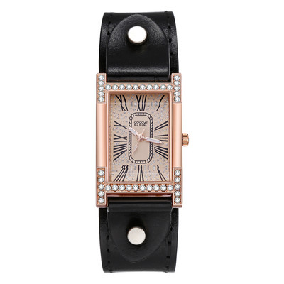 Rome Babysbreath ikdienas sieviešu kvadrātveida rokas pulkstenis Govs ādas siksniņa Sieviešu pulkstenis sieviešu kleita kvarca pulkstenis pāri rokassprādzes pulksteņi