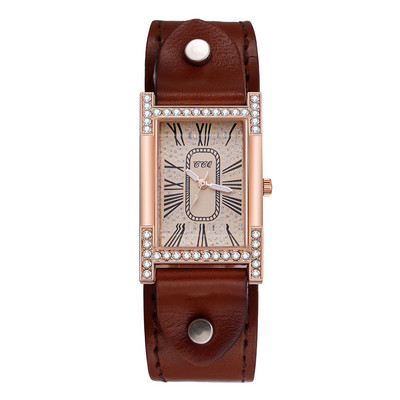 Rome Babysbreath ikdienas sieviešu kvadrātveida rokas pulkstenis Govs ādas siksniņa Sieviešu pulkstenis sieviešu kleita kvarca pulkstenis pāri rokassprādzes pulksteņi