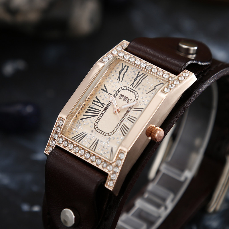 Rome Babysbreath ikdienas sieviešu kvadrātveida rokas pulkstenis Govs ādas siksniņa Sieviešu pulkstenis sieviešu kleita kvarca pulkstenis pāri rokassprādzes pulksteņi