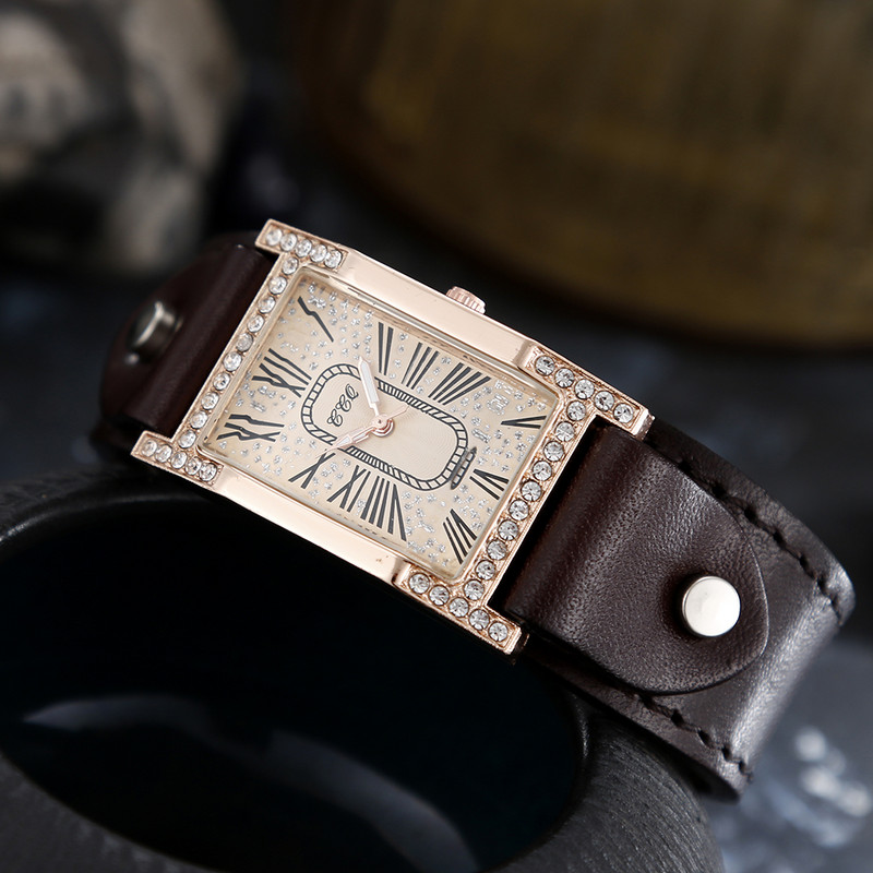 Rome Babysbreath ikdienas sieviešu kvadrātveida rokas pulkstenis Govs ādas siksniņa Sieviešu pulkstenis sieviešu kleita kvarca pulkstenis pāri rokassprādzes pulksteņi