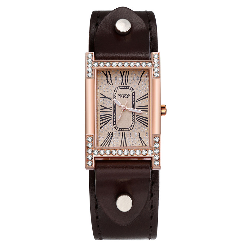 Rome Babysbreath ikdienas sieviešu kvadrātveida rokas pulkstenis Govs ādas siksniņa Sieviešu pulkstenis sieviešu kleita kvarca pulkstenis pāri rokassprādzes pulksteņi