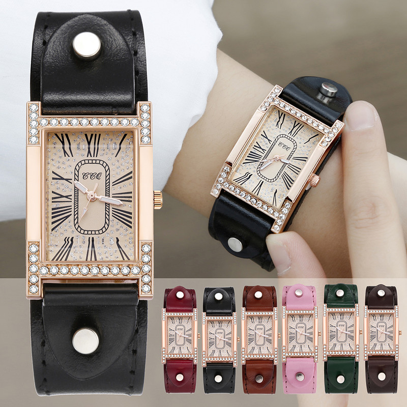 Rome Babysbreath ikdienas sieviešu kvadrātveida rokas pulkstenis Govs ādas siksniņa Sieviešu pulkstenis sieviešu kleita kvarca pulkstenis pāri rokassprādzes pulksteņi