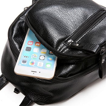 Γυναικείο σακίδιο πλάτης Μαλακό PU Δερμάτινο τσαντάκι ώμου Ταξιδίου Μαύρη σχολική τσάντα για κορίτσι Πολυλειτουργικό μικρό σχολικό σακίδιο πλάτης για γυναίκες