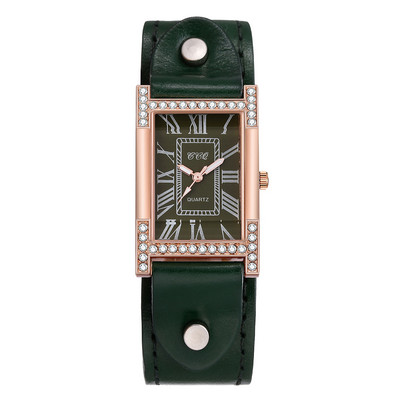 Rooma vabaaja naiste ruut käekell lehma nahast rihmaga kell naiste kleit kvartskristallist käekell paarid käevõru kellad