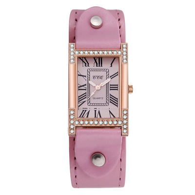 Rooma vabaaja naiste ruut käekell lehma nahast rihmaga kell naiste kleit kvartskristallist käekell paarid käevõru kellad