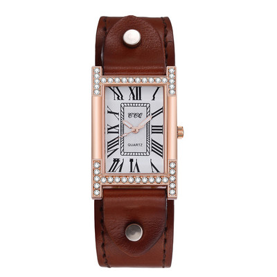 Rooma vabaaja naiste ruut käekell lehma nahast rihmaga kell naiste kleit kvartskristallist käekell paarid käevõru kellad