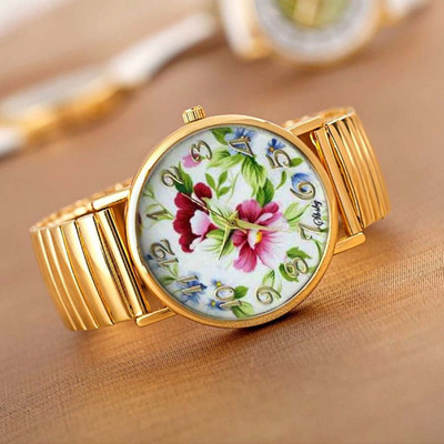 Shsby Hot Sale Υψηλής ποιότητας χρυσά ελαστικά ανοξείδωτα ρολόγια Γυναικεία φόρεμα χαλαζία ρολόγια χειρός Νέα άφιξη Γυναικεία ρολόγια λουλουδιών