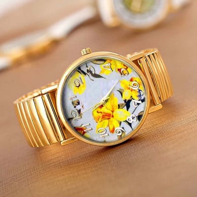 Shsby Hot Sale Υψηλής ποιότητας χρυσά ελαστικά ανοξείδωτα ρολόγια Γυναικεία φόρεμα χαλαζία ρολόγια χειρός Νέα άφιξη Γυναικεία ρολόγια λουλουδιών