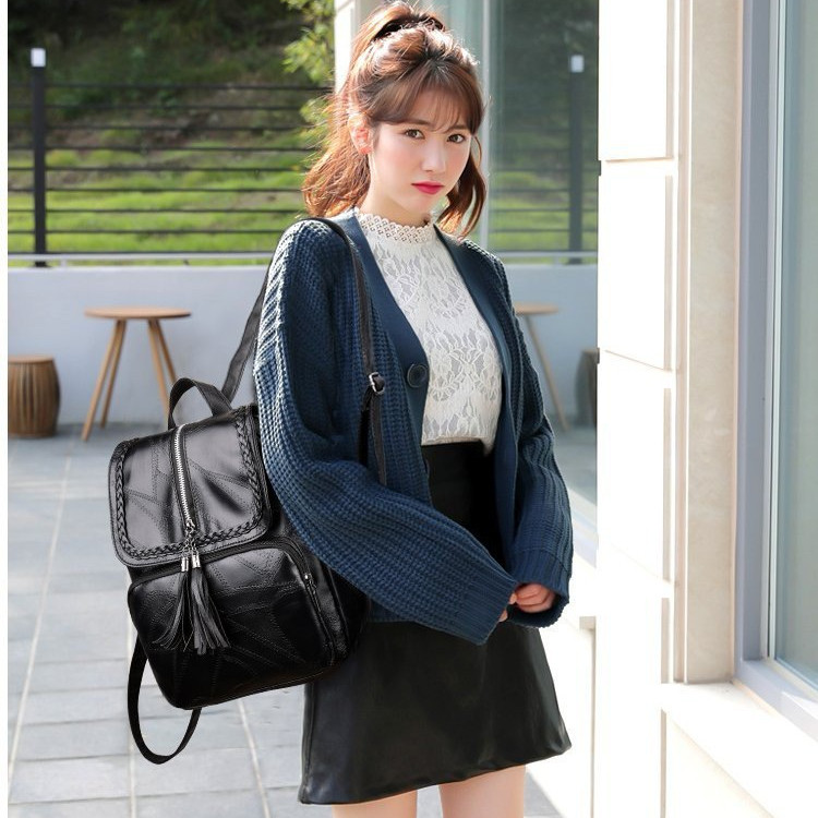 Naiste PU-nahast koolikott Klassikaline must veekindel reisiõlakott Multifunktsionaalne seljakott naistele