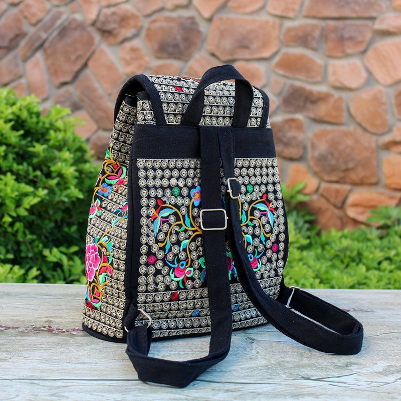 Kínai Yunnan etnikai hímzésű hátizsák Retro virágos hímzett női hátizsák hímzett hátizsák