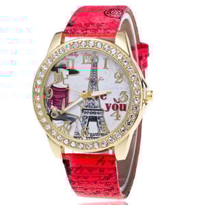 Ceasuri de mână cu curea din piele Turnul Eiffel marca Shsby Ceas de mână cu strass pentru femei Ceasuri de rochie pentru femei Ceas casual