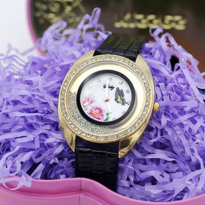 Shsby Νέο Δερμάτινο Χαλαζία Ρολόι χειρός Μόδα Rhinestone Rolling Beads Χρυσά Γυναικεία Ρολόγια Flower Butterfly Γυναικείο φόρεμα Ρολόι