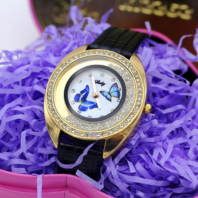 Shsby Νέο Δερμάτινο Χαλαζία Ρολόι χειρός Μόδα Rhinestone Rolling Beads Χρυσά Γυναικεία Ρολόγια Flower Butterfly Γυναικείο φόρεμα Ρολόι