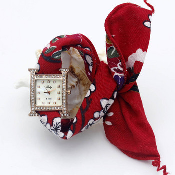 Shsby Дамски ръчен часовник от плат с цветя Дамски часовник за рокля Модно момиче Ежедневен кварцов часовник със стрази женски часовник от плат от кон
