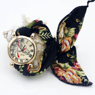 Shsby Ladies virágszövet karóra Női ruha óra Divat lány Alkalmi strasszkő kvarc óra női ló szövet óra